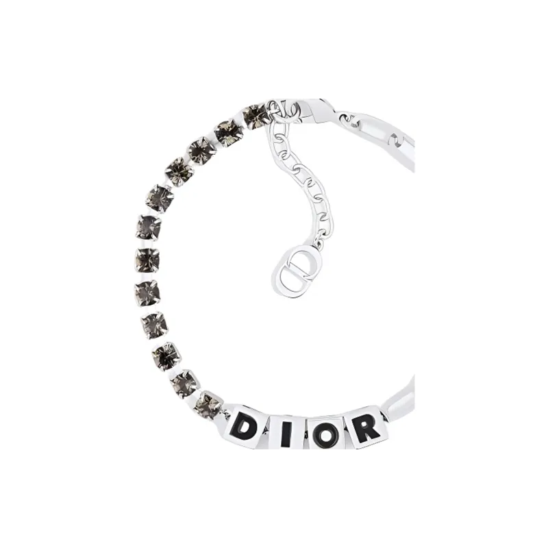 DIOR Faux Crystal Bracelets Men's Silver-1