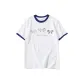 White with Navy Blue Edge