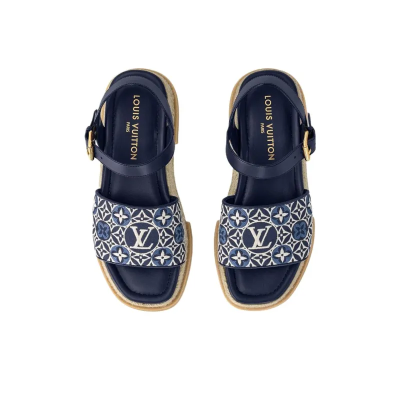 LOUIS VUITTON Maya Platform One Strap Sandals Women's Blue-3