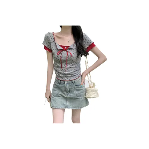 Mu Xiao Xin T Shirts Women's Gray