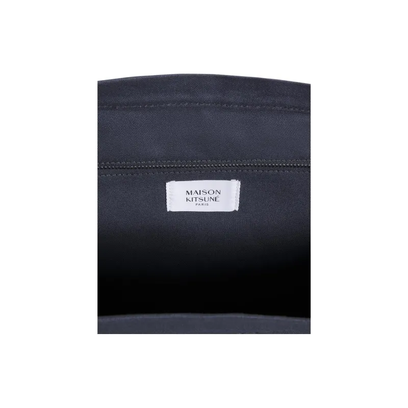 Maison Kitsune Cotton Tote Bag, Shopping Bag, Crossbody Bag, Handbag Extra Large Unisex Slate Gray-5