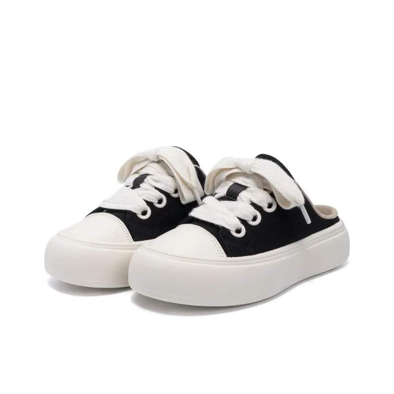 HUANQIU Leather Patchwork Abrasion Resistant Slip Resistant Closed Toe Slippers Women's Black-2