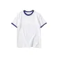 White with Navy Blue Edge