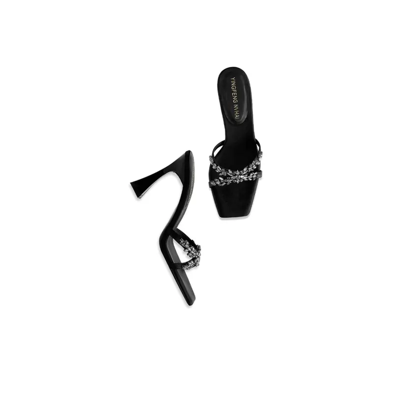 Lan Miao Rubber Sole Slide Slippers Women's Black-2