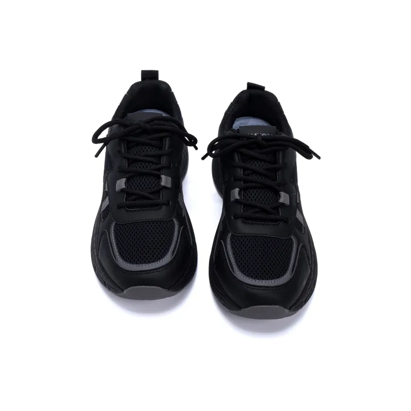 HUANQIU Abrasion Resistant Breathable Height Increasing Low Top Chunky Sneakers Men's Black Gray-5
