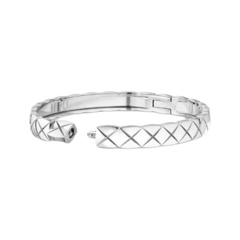 CHANEL 18K White Gold Bangles Unisex Silver-1