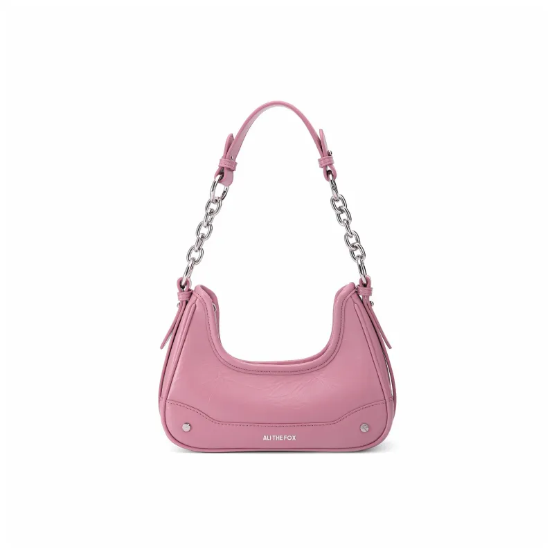 ALI THE FOX Synthetic Leather Underarm Shoulder Bag Women's Laser Silver/Deep Black/Ecru/Rose Pink-20
