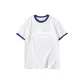 White with Navy Blue Edge