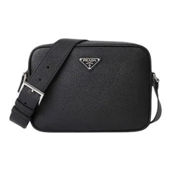 PRADA Cow Leather Shoulder Bag Men's Black