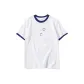 White with Navy Blue Edge
