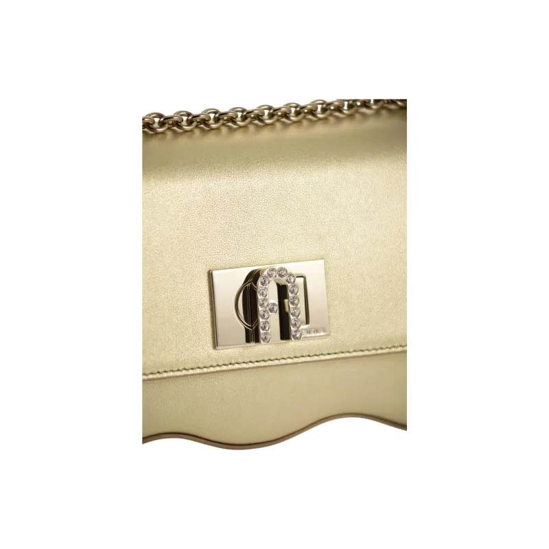 Furla Leather Portable Crossbody Bag Shoulder Bag Women's Gold-4