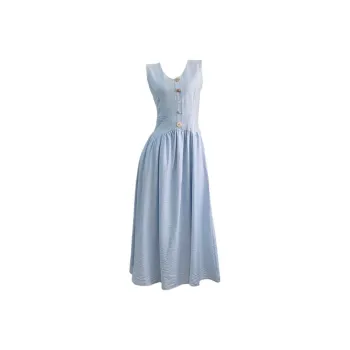 DOKZB Sleeveless Dresses Women's Light Blue