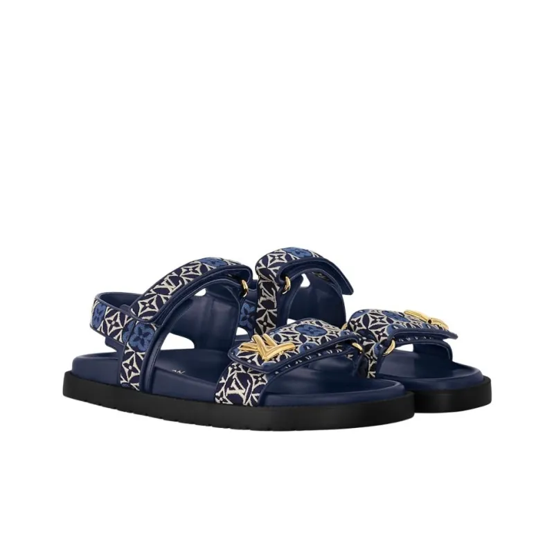 LOUIS VUITTON Sunset Comfort Beach Sandals Women's Blue-2