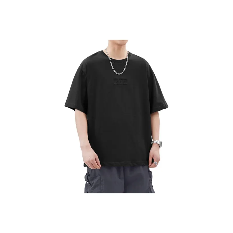 WOOD SOON Cotton Crew Neck Loose Fit Casual Half Sleeve T Shirt Top Unisex-12