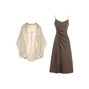 POPO.INFO Two Piece Skirt Sets Women's Coffee Clothing Sets
