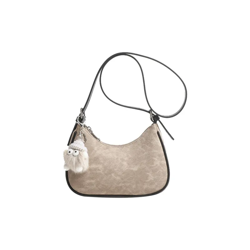 Jade En Plus PU One Shoulder Handbag, Crossbody Bag Regular Women's Ecru/Brown-1