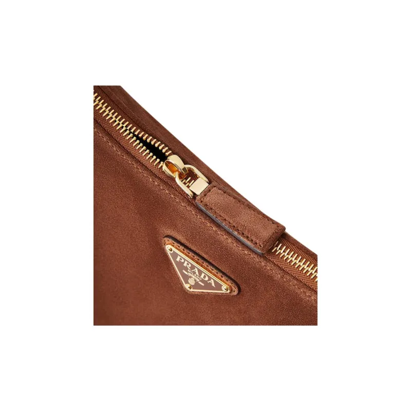 PRADA Cow Leather Shoulder Bag Tubas Women's Cocoa Brown-3