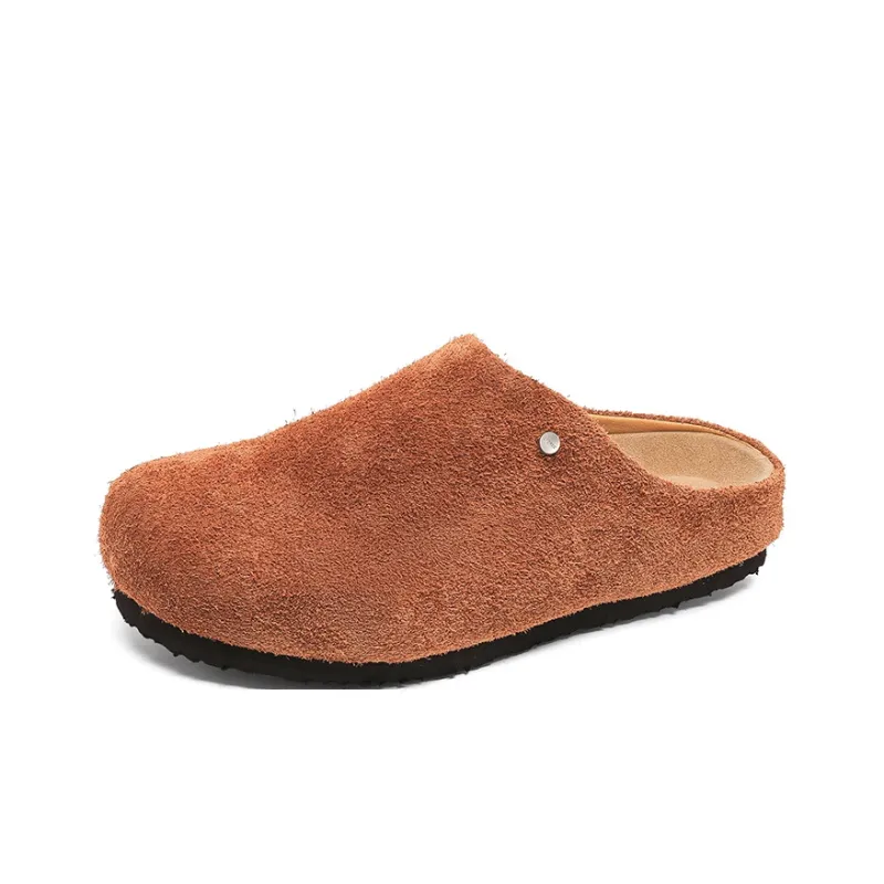 WEISHIBANGWEI Rubber Sole Slip Resistant Closed Toe Slippers Unisex Camel-8