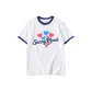 White with Navy Blue Edge