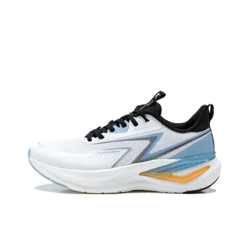 QIAODAN Anti Slip Wear Resistant Low Top Casual City Commute Running Shoes Men's White That Wood Blue