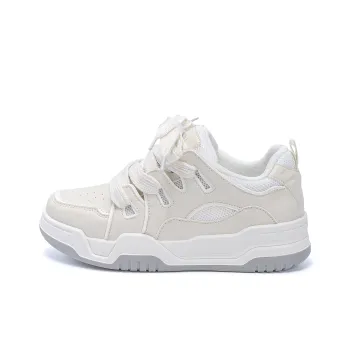 HUANQIU Abrasion Resistant Breathable Height Increasing Low Top Skateboard Shoes Men's Beige