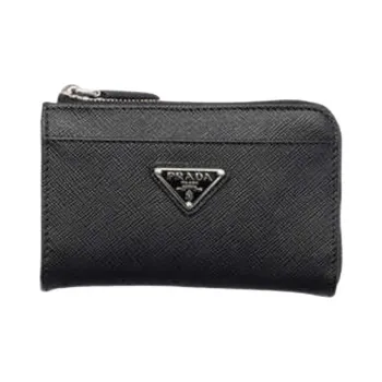 PRADA Saffiano Cow Leather Key Pouch Men's Black
