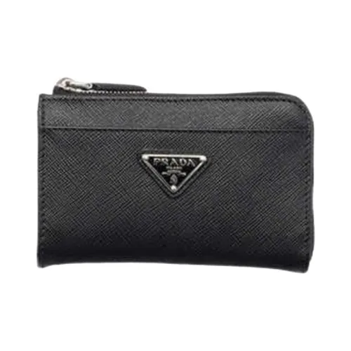 PRADA Saffiano Cow Leather Key Pouch Men's Black