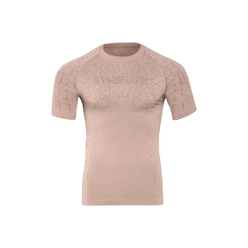 GYMSHARK Tectonic Seamless T Shirt Men's Mocha Fuchsia/Walnut Brown-0