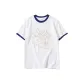 White with Navy Blue Edge
