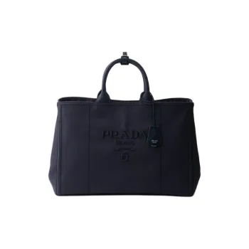 PRADA Cotton Tote Bag, Shopping Bag, Shoulder Bag, Handbag Extra Large Men's Sea Blue