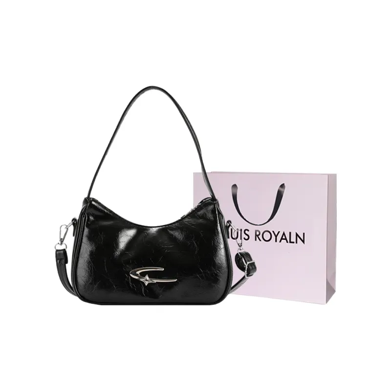 LOUIS ROYALN PU Underarm Shoulder Bag Unisex Ecru/Silver/Black-6