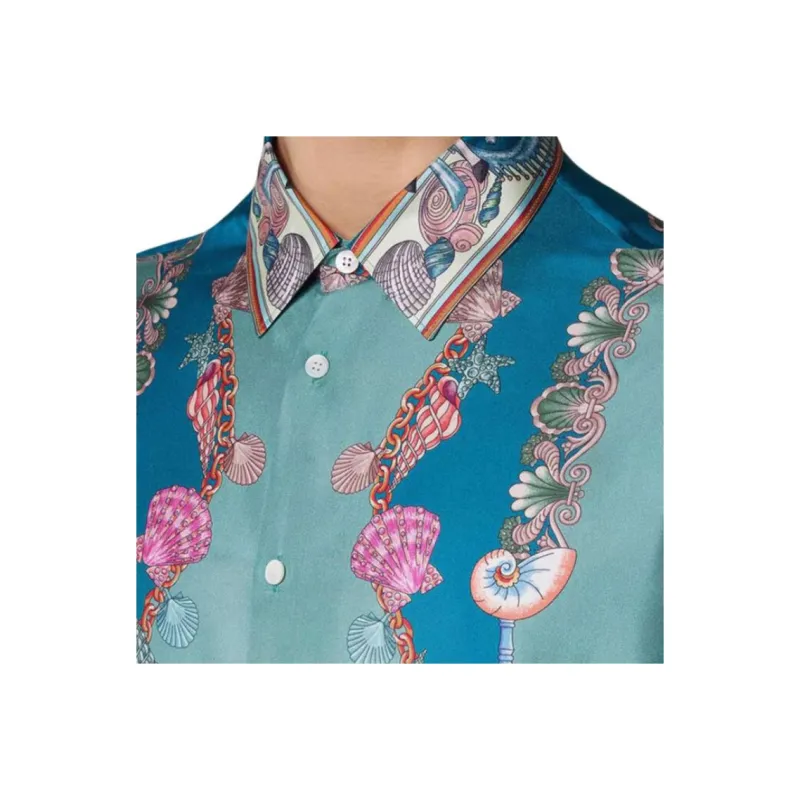 VERSACE CORAL THEATRE Shirt Men's Blue Green-4