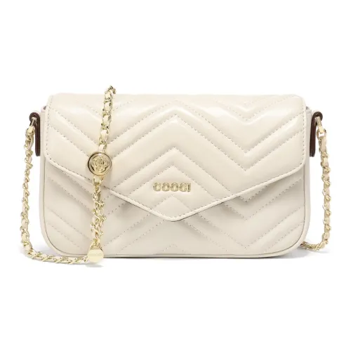 COOGI Synthetic Leather Shoulder Bag Medium Size Women's Ecru/Black/Pink
