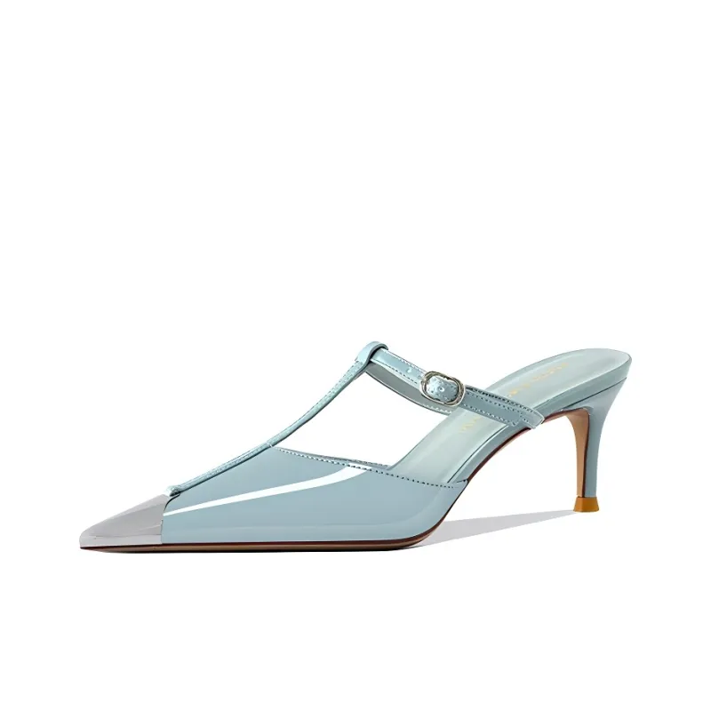 Lan Miao Rubber Sole Closed Toe Slippers Women's Blue-0