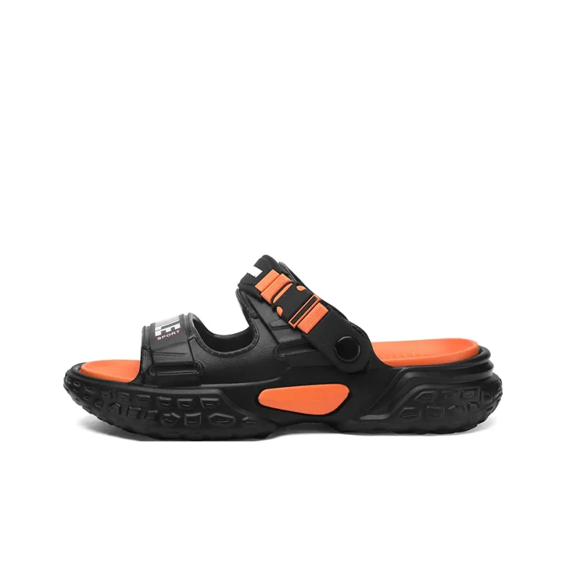 NANJIREN Beach Sandals Men Black Purple/Black Orange/Khaki Black-4