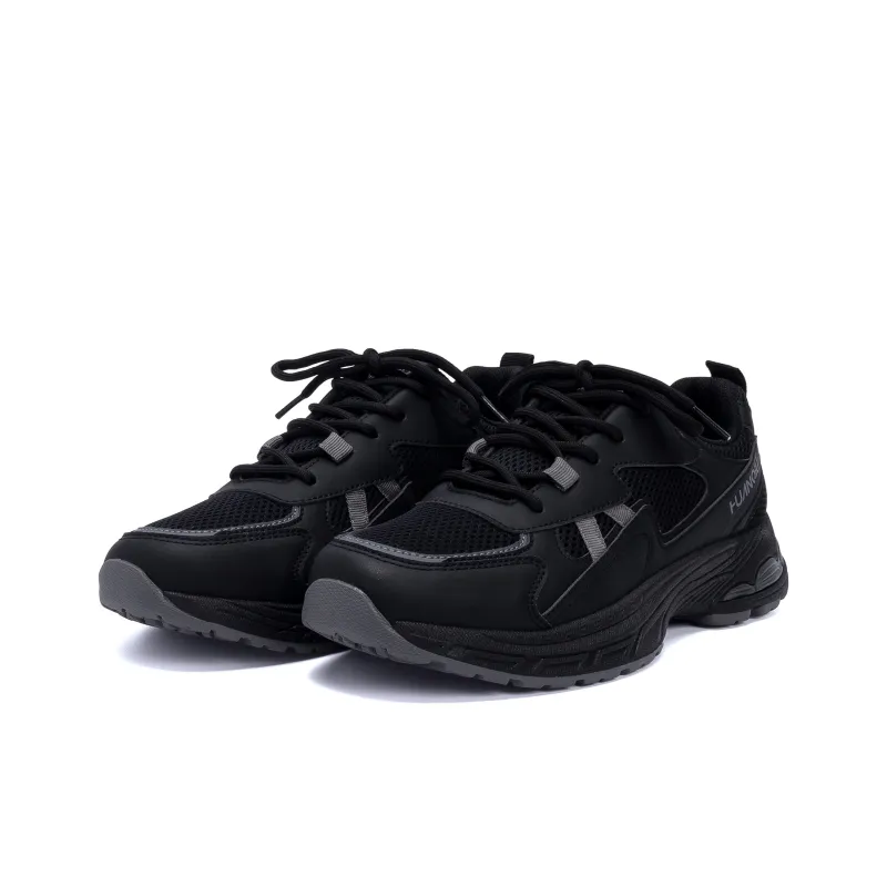 HUANQIU Abrasion Resistant Breathable Height Increasing Low Top Chunky Sneakers Men's Black Gray-4