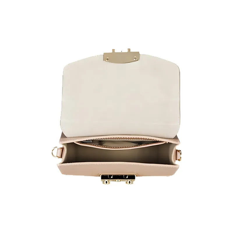 Furla Metropolis Collection Leather Shoulder Bag, Crossbody Bag Mini Women's Pink Gray-3