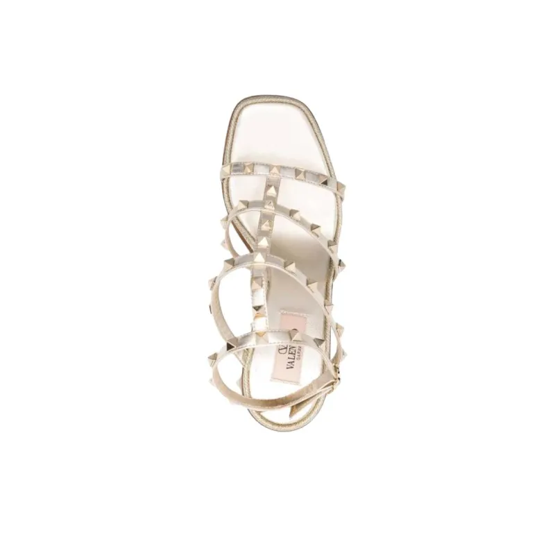 Valentino Roman Sandals 8cm Women's Gold-4