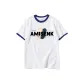 White with Navy Blue Edge
