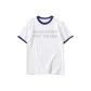 White with Navy Blue Edge