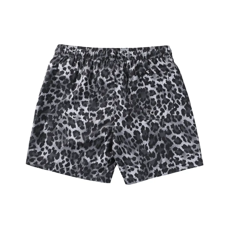 GAILANG Beach Shorts Men's Black Gray Leopard Print-1