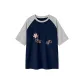 Navy Blue & White Heather Gray