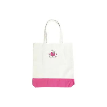 Sanrio Cotton Tote Bag, Shopping Bag, Handbag Women's Ecru & Pink