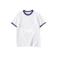 White with Navy Blue Edge