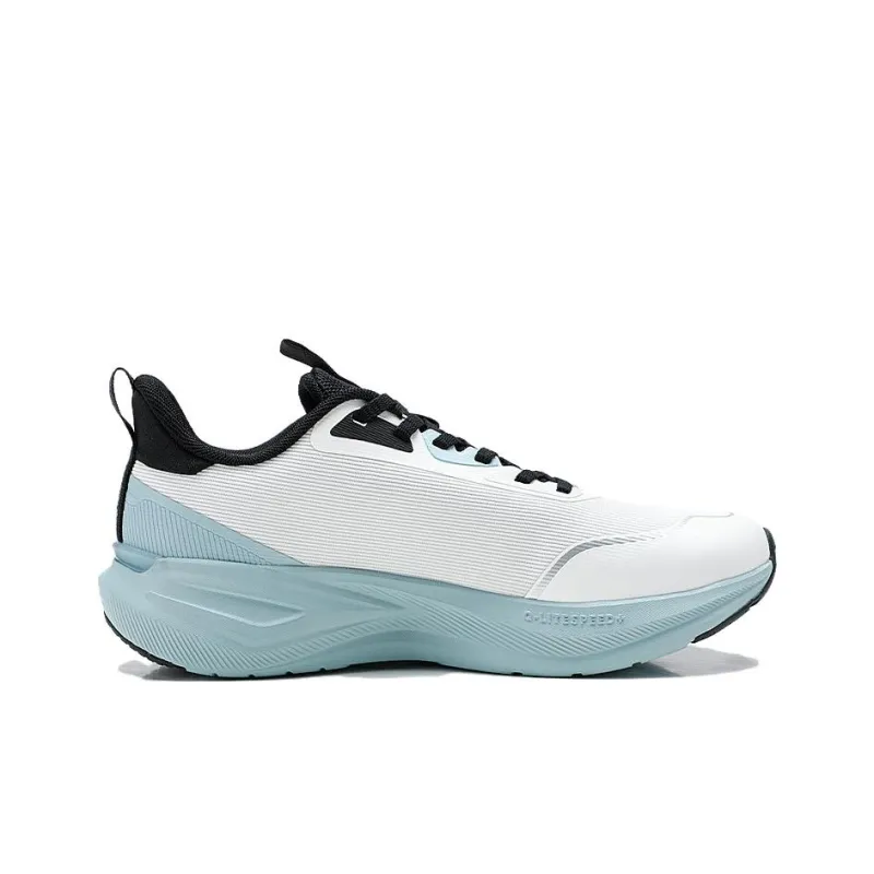QIAODAN Anti Slip Wear Resistant Low Top Casual City Commute Running Shoes Men's Ivory White Shadow Cyan-1