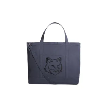Maison Kitsune Cotton Tote Bag, Shopping Bag, Crossbody Bag, Handbag Extra Large Unisex Slate Gray