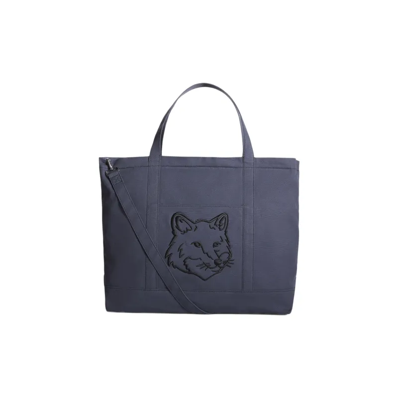 Maison Kitsune Cotton Tote Bag, Shopping Bag, Crossbody Bag, Handbag Extra Large Unisex Slate Gray-0