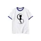 White with Navy Blue Edge