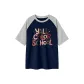 Navy Blue & White Heather Gray