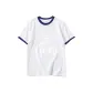 White with Navy Blue Edge